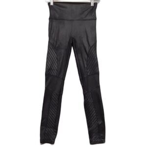 Spanx Womens Sz S/P Faux Leather Moto Leggings Black Athleisure Rocker Gothic